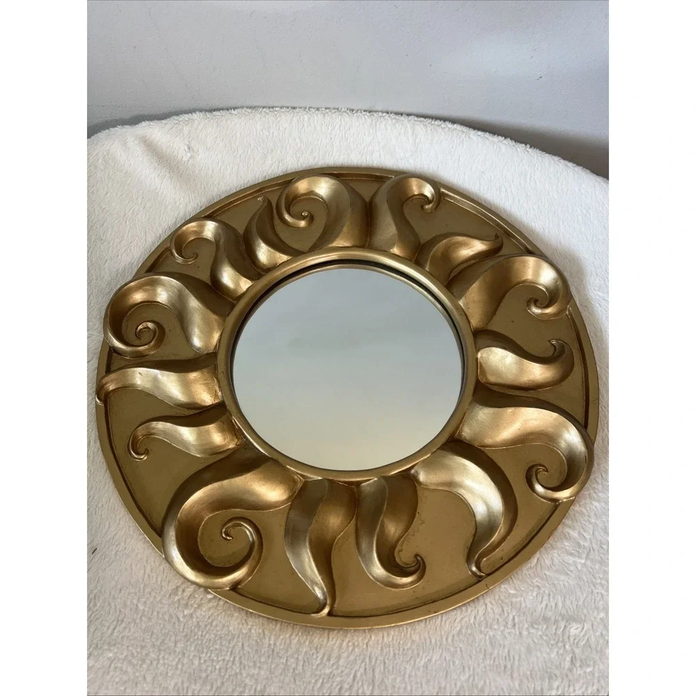 Vintage Gold Sunburst Wall Mirror Decorative Celestial Boho Sun Whimsical 90's